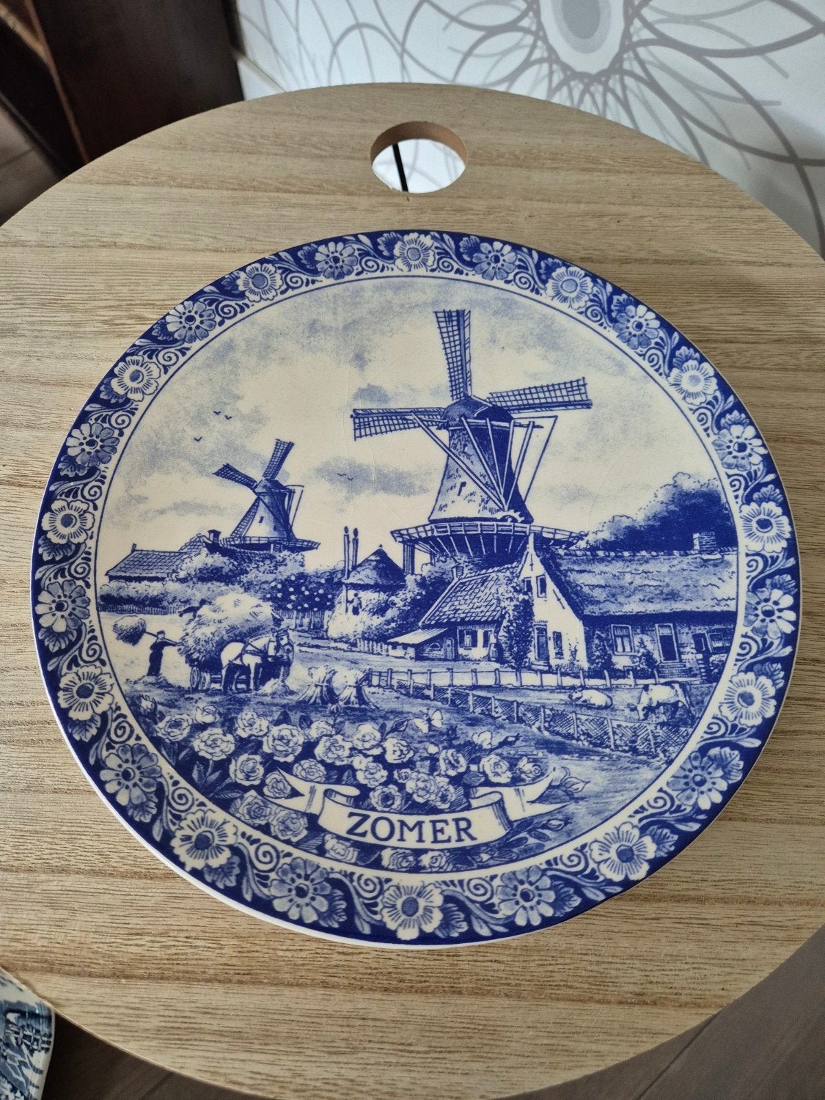 Delfts blauw wandbord Zomer, Ophalen of Verzenden