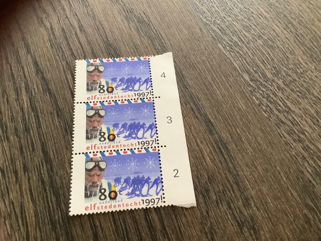 Postzegel elfstedentocht 1997, Ophalen of Verzenden, Na 1940, Postfris