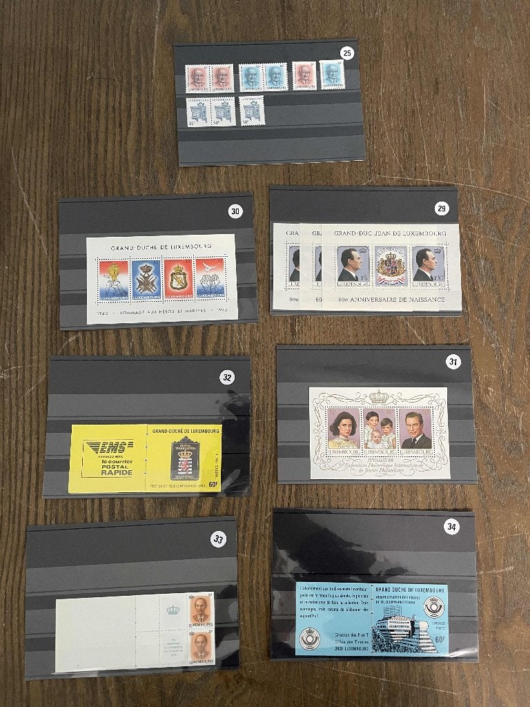 oude postzegels Luxemburg 7 kaarten pzb vel en meer, Postzegels en Munten, Verzenden, Buitenland