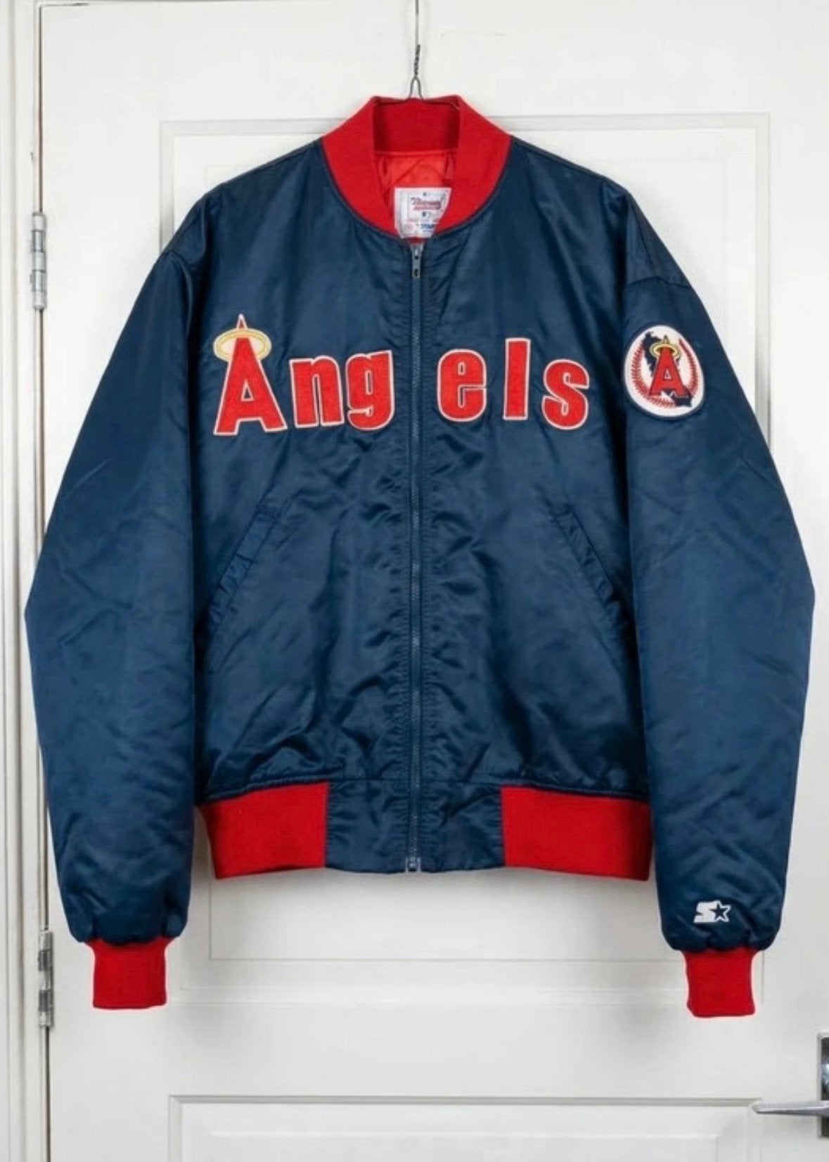 Vintage 80s Starter MLB California ANGELS Jacket XL, Ophalen of Verzenden, Zo goed als nieuw, Honkbal, Kleding