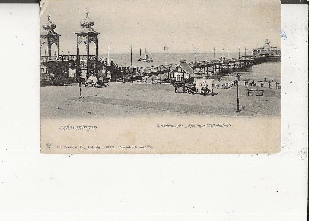 Scheveningen Waandelhoofd Kon Wilhelmina met ZHB-ijskar, Verzamelen, Ophalen of Verzenden, Voor 1920, Ongelopen, Zuid-Holland