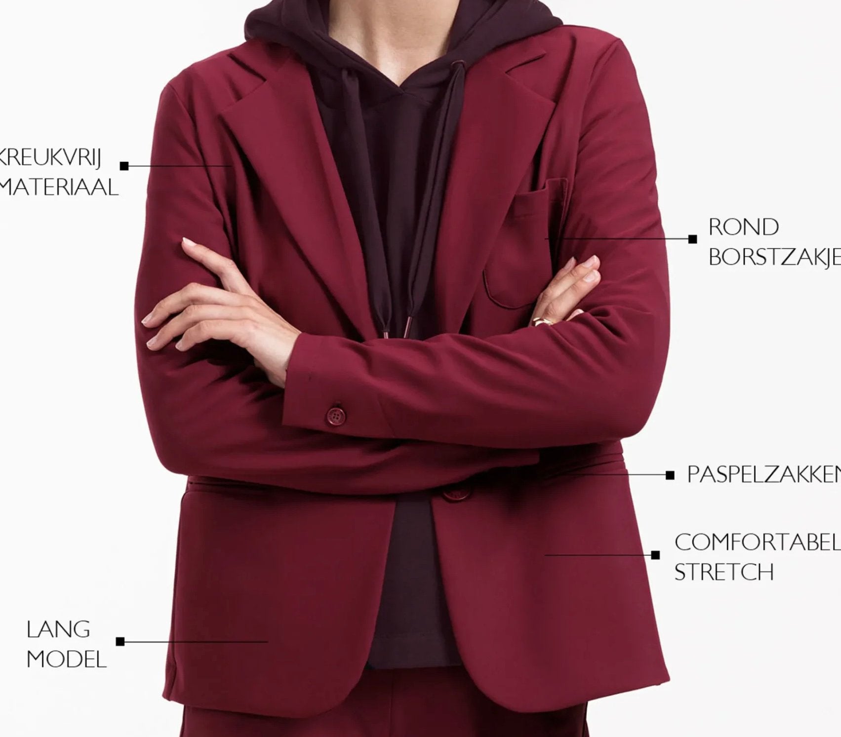 Studio Anneloes Rana blazer bordeaux bonded travelstof mt L, Maat 42/44 (L), Ophalen of Verzenden, Zo goed als nieuw, Jasje