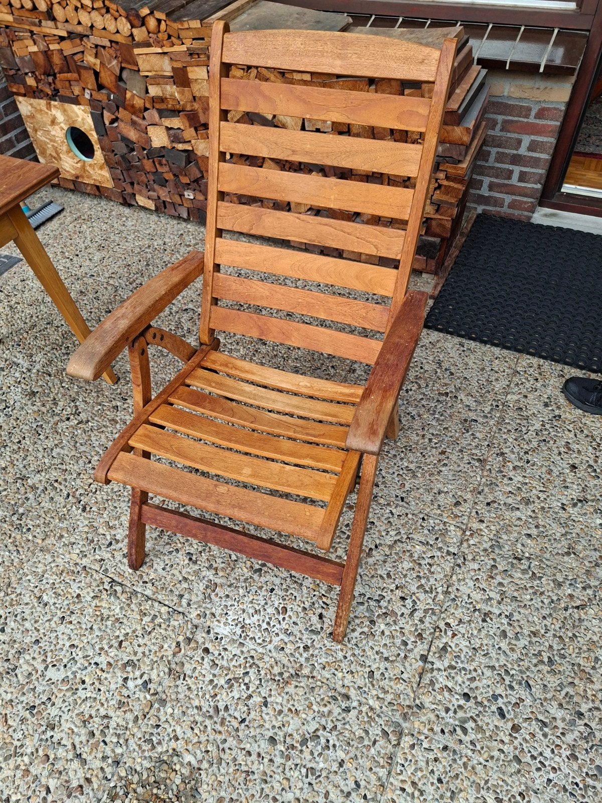 Verstelbare houten tuinstoel, Ophalen, Gebruikt, Hout, Verstelbaar