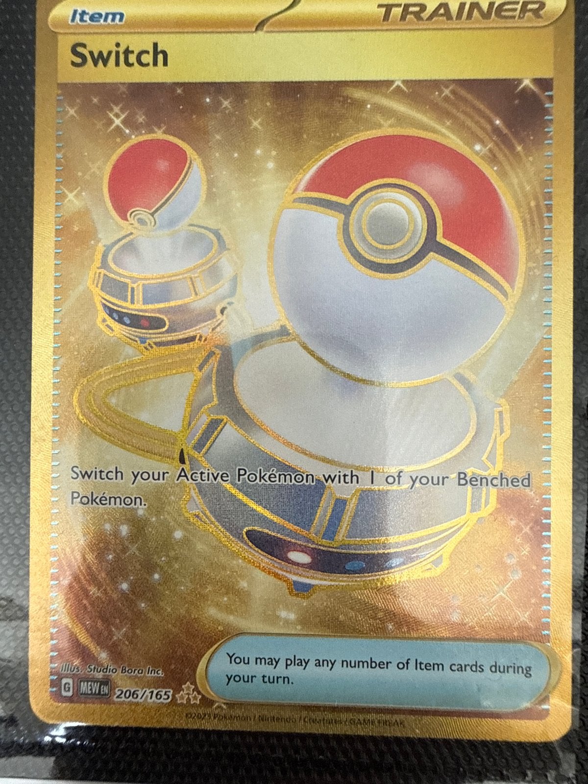 Pokémon TCG Switch Trainer Kaart (Gouden Foil), Ophalen of Verzenden, Zo goed als nieuw, Losse kaart, Foil