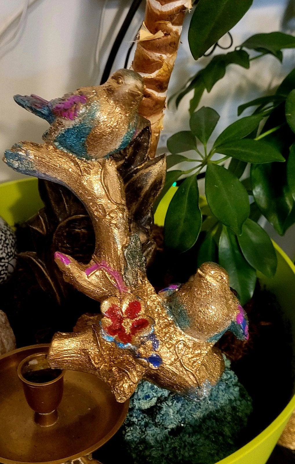 Gouden decoratieve vogels op tak, Overige materialen, Overige stijlen, Ophalen of Verzenden, Zo goed als nieuw