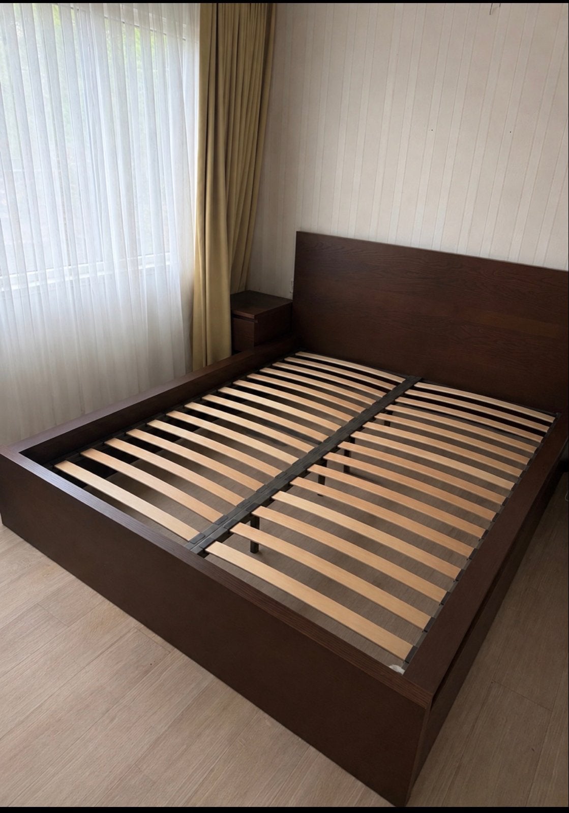 Ikea Malm bed 160x200, Ophalen, Bruin, Tweepersoons, Zo goed als nieuw