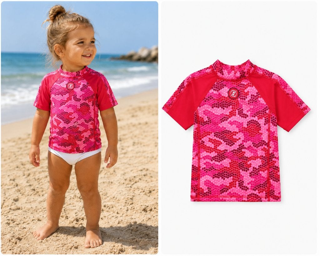 Zwemshirt UV shirt Zee & Zo Aina Camo Star Red maat 92 NIEUW, Kinderen en Baby's, Kinderkleding | Kinder-zwemkleding, SO, Bikinitopje