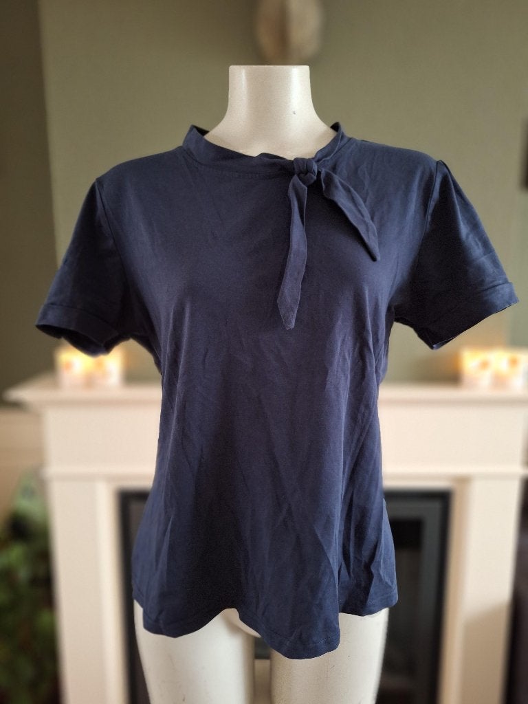 Banned Retro vast sjaal topje marine blauw XXL, Maat 46/48 (XL) of groter, Korte mouw, Verzenden, Blauw