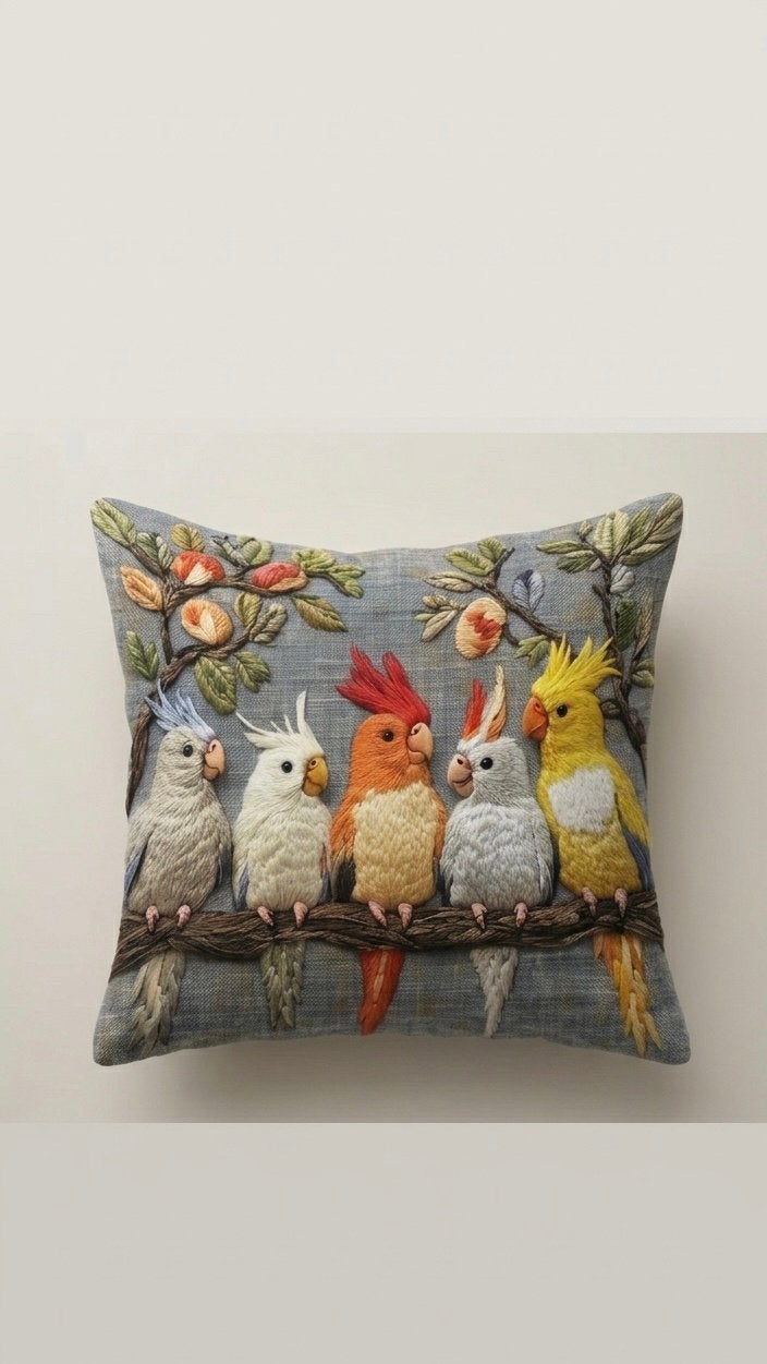 NIEUW !! Superleuk kussenhoesje met papegaaien, Ophalen of Verzenden, Nieuw, Vierkant