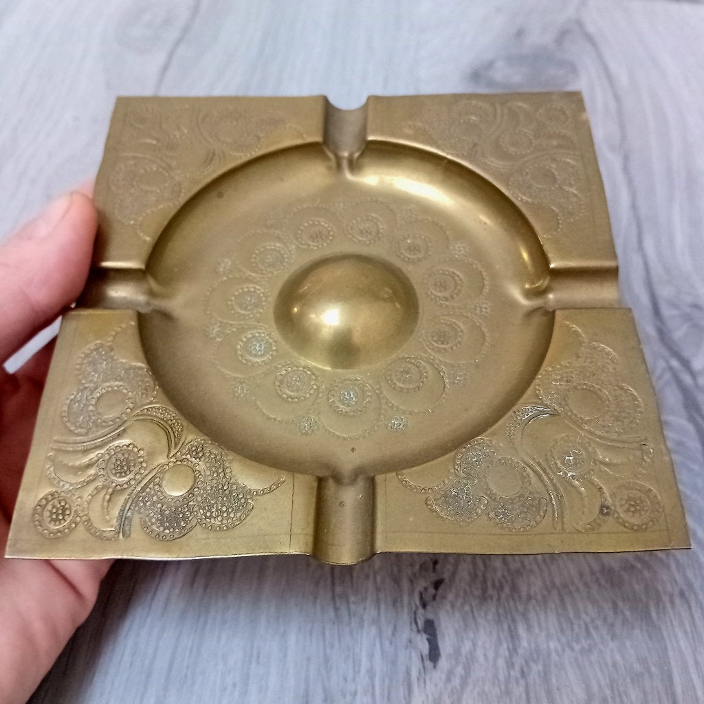 koperen vierkante vintage asbak, Antiek en Kunst, Antiek | Koper en Brons, Verzenden