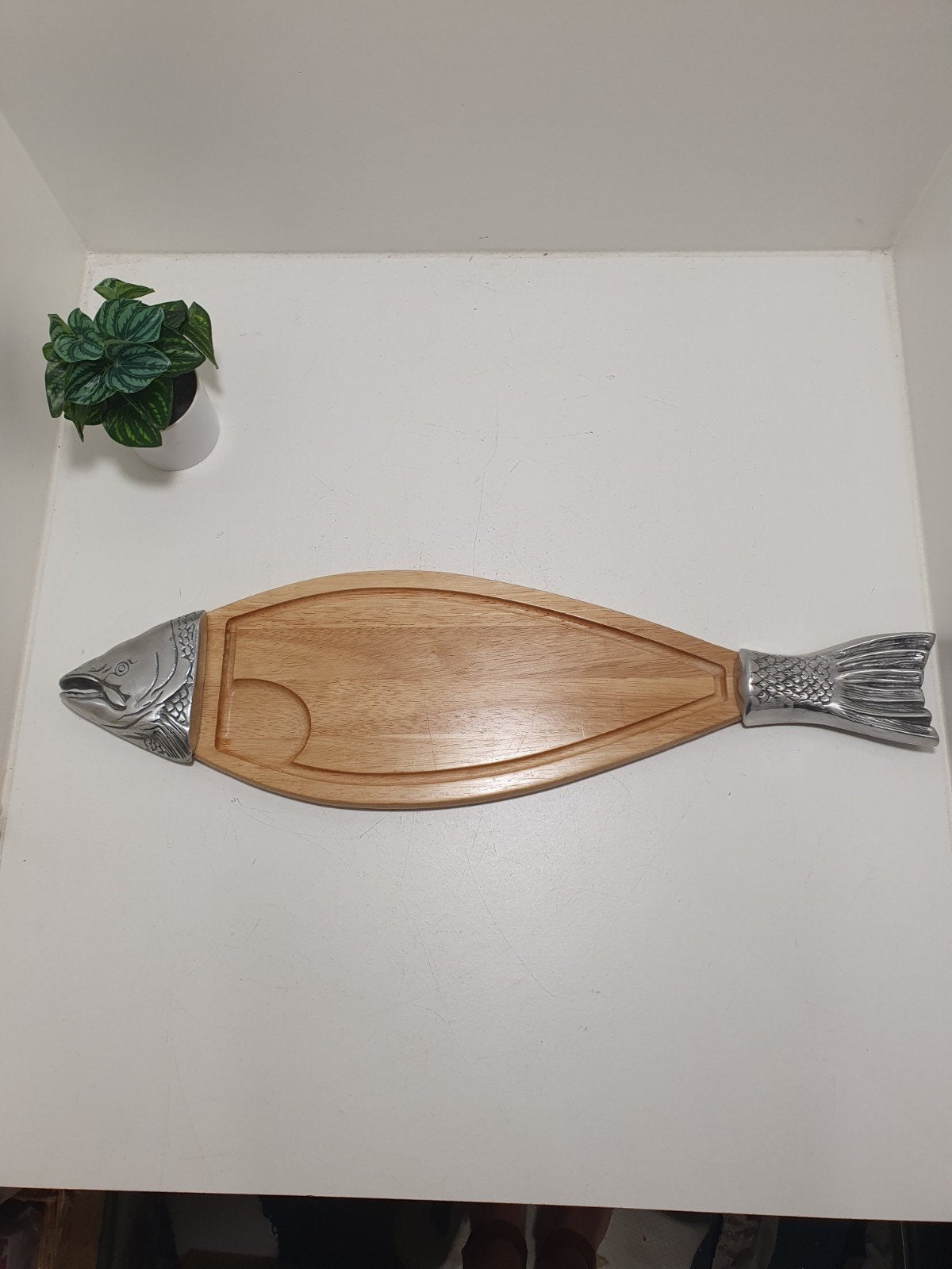 Vintage serveerplank vis; Bijenkorf collectie., Huis en Inrichting, ., Serveerplank, Overige vormen, Hout