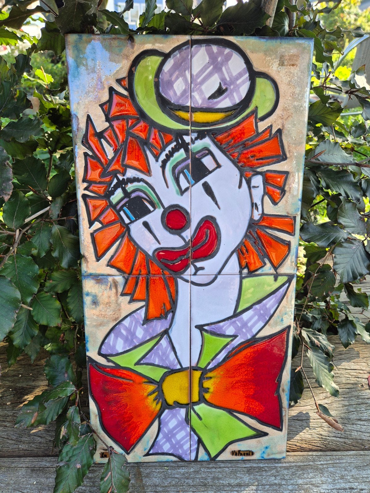 ​Vintage Frans keramiek wandpaneel / tegeltableau Clown, Ophalen of Verzenden