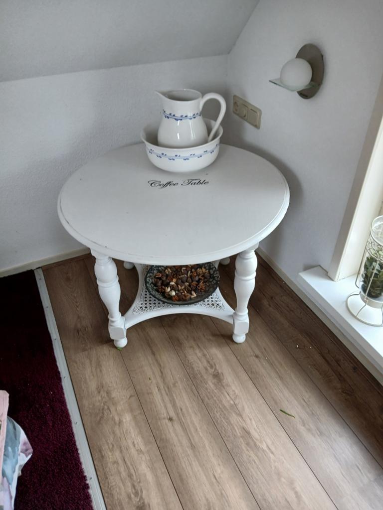 Brocante ronde tafel, Huis en Inrichting, Tafels | Salontafels, Gebruikt, Rond, Ophalen of Verzenden, Minder dan 50 cm