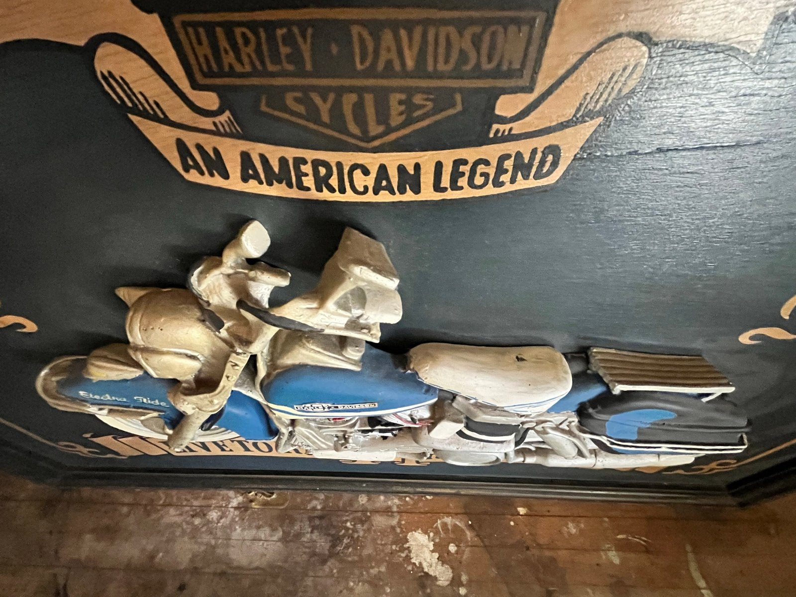 Houten wandbord Harley Davidson - 80x60 cm, Gebruikt, Hout, Vintage, Ophalen of Verzenden