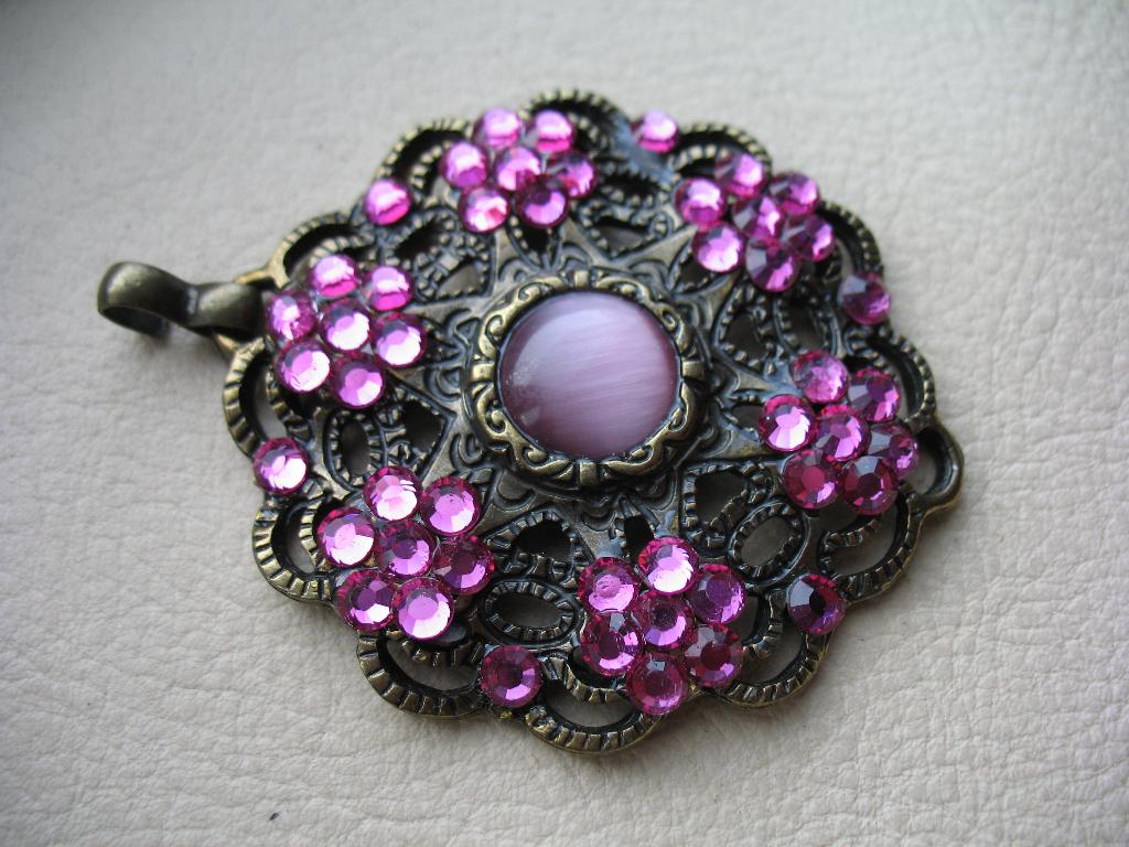 036/ bronzen swarovski mexican opal crystal hanger, Ophalen of Verzenden, Nieuw, Hanger