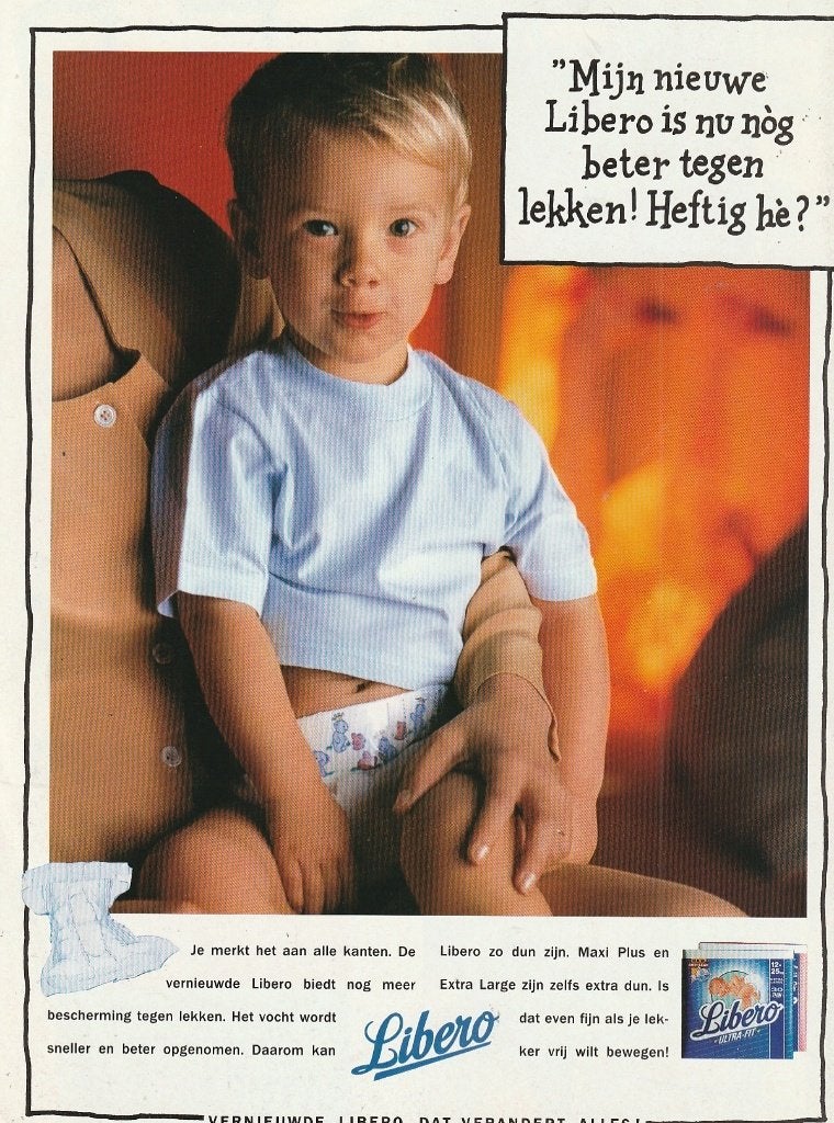 Retro reclame 1993 Libero baby luiers lekker vrij bewegen, Verzenden, Overige typen