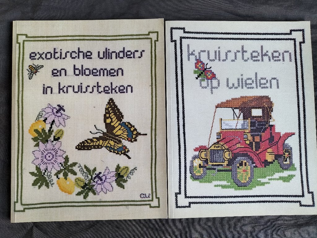 Kruissteken - Exotische vlinders en bloemen / op wielen, Ophalen of Verzenden, Zo goed als nieuw, Borduren en Naaien, Thieme