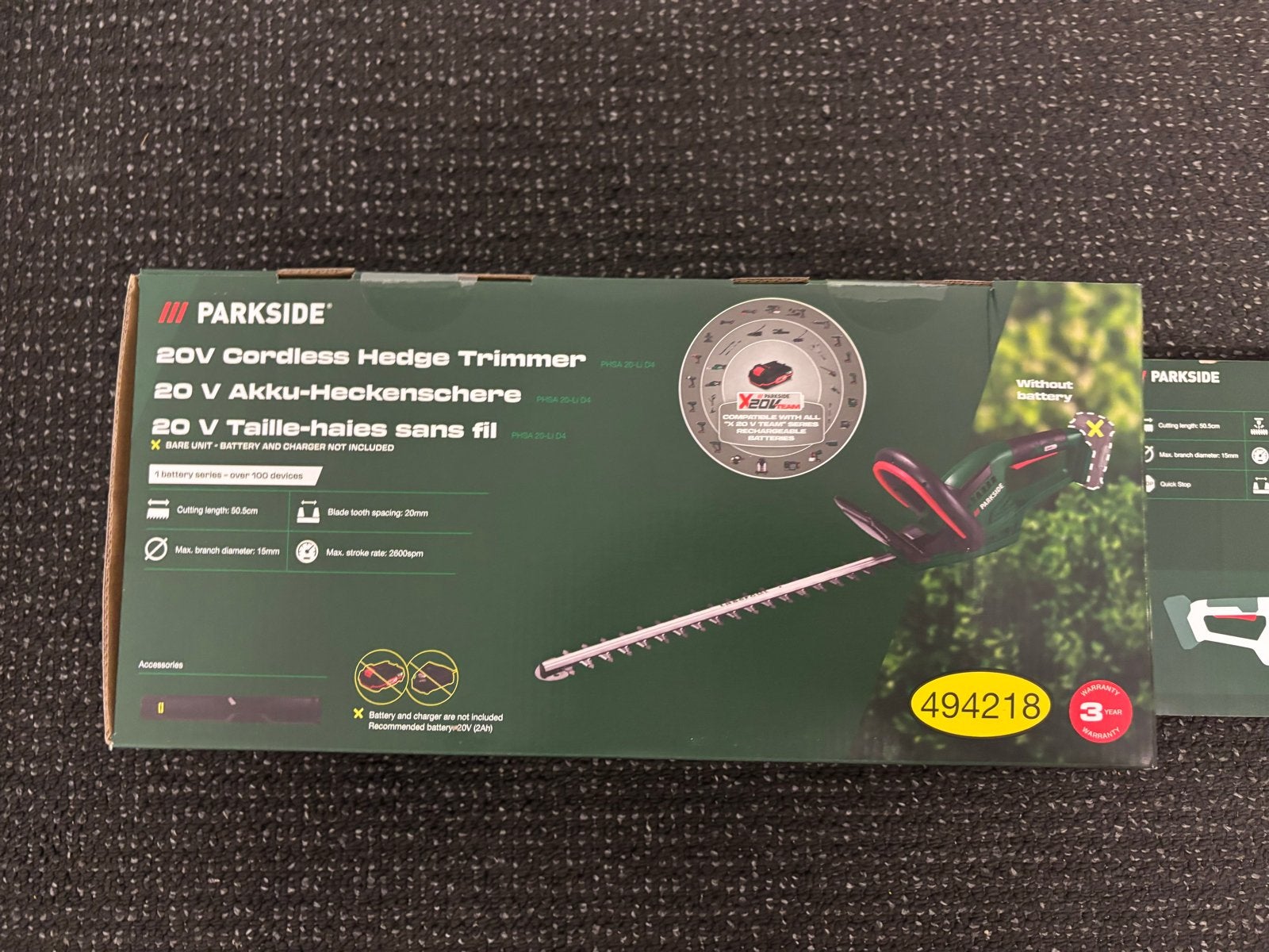 Parkside 20V Accu-heggenschaar, Ophalen, Nieuw, Accu