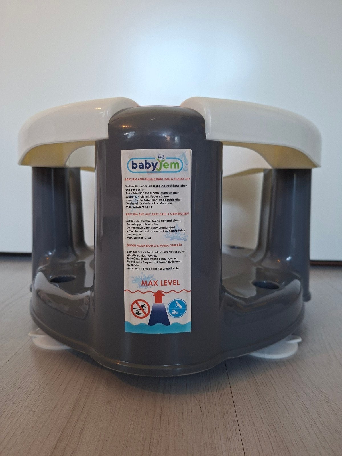 Babyjem Antislip Badzitje - Grijs/Wit, Nieuw, Badzitje of Badring, Standaard, Ophalen