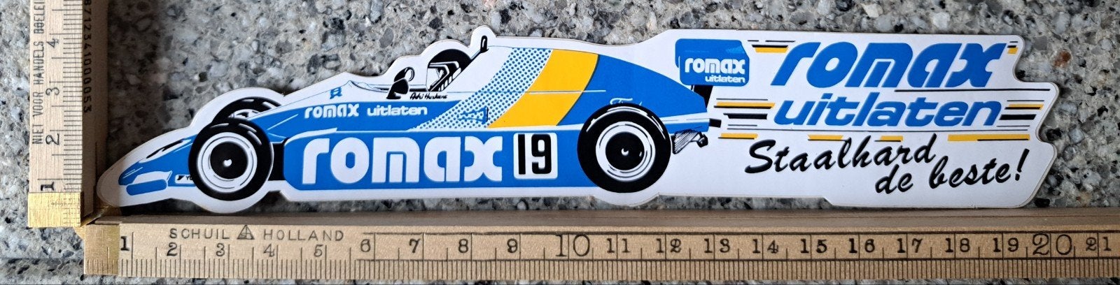 Vintage sticker Formule 1 Romax uitlaten autorace autosport, Verzamelen, Ophalen of Verzenden, Zo goed als nieuw
