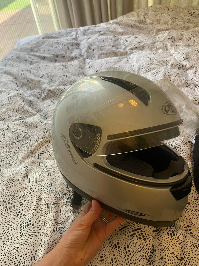 Osbe zilveren motorhelm maat 54 XS, Overige merken, XS, Ophalen of Verzenden, Integraalhelm