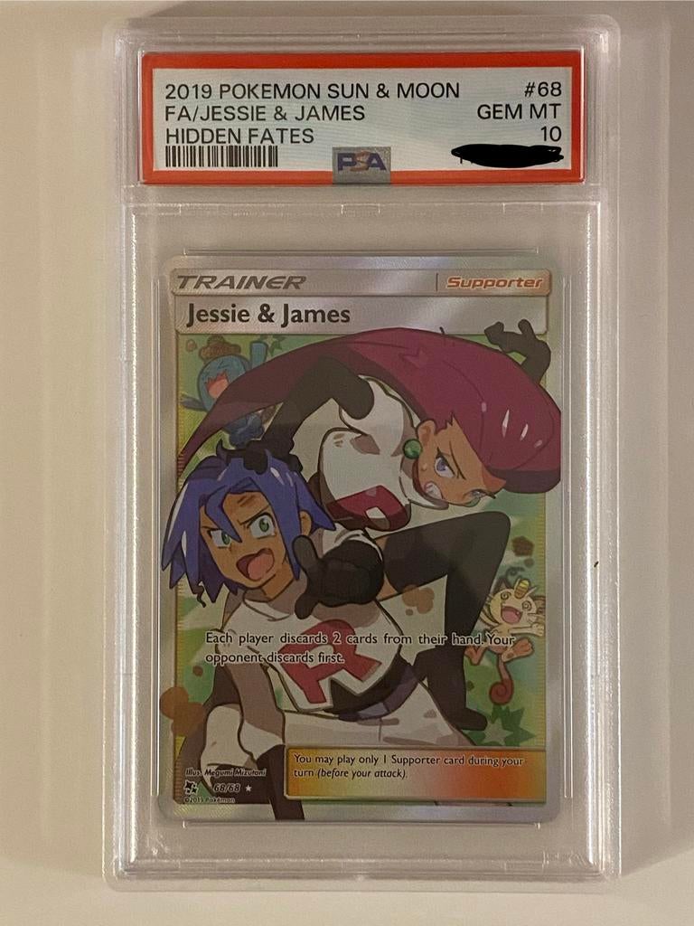 FA/JESSIE & JAMES HIDDEN FATES POKEMON HIDDEN FATES PSA 10, Ophalen of Verzenden, Zo goed als nieuw