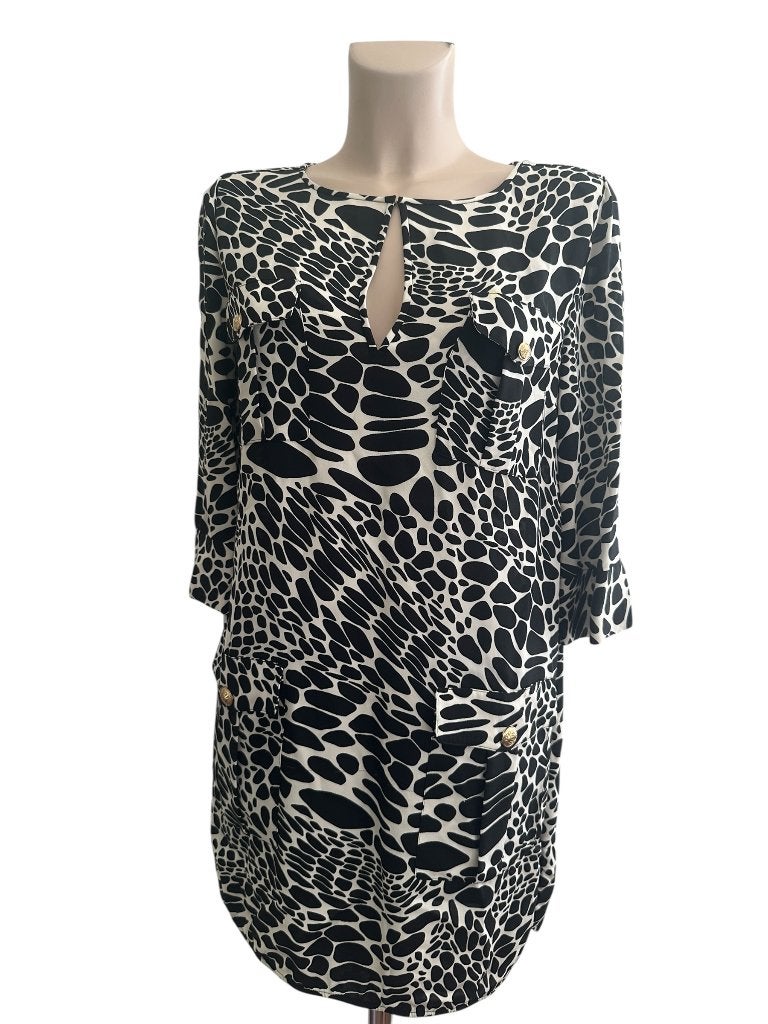 Diane von Furstenberg jurk L, Zwart, Ophalen of Verzenden, Zo goed als nieuw, Onder de knie