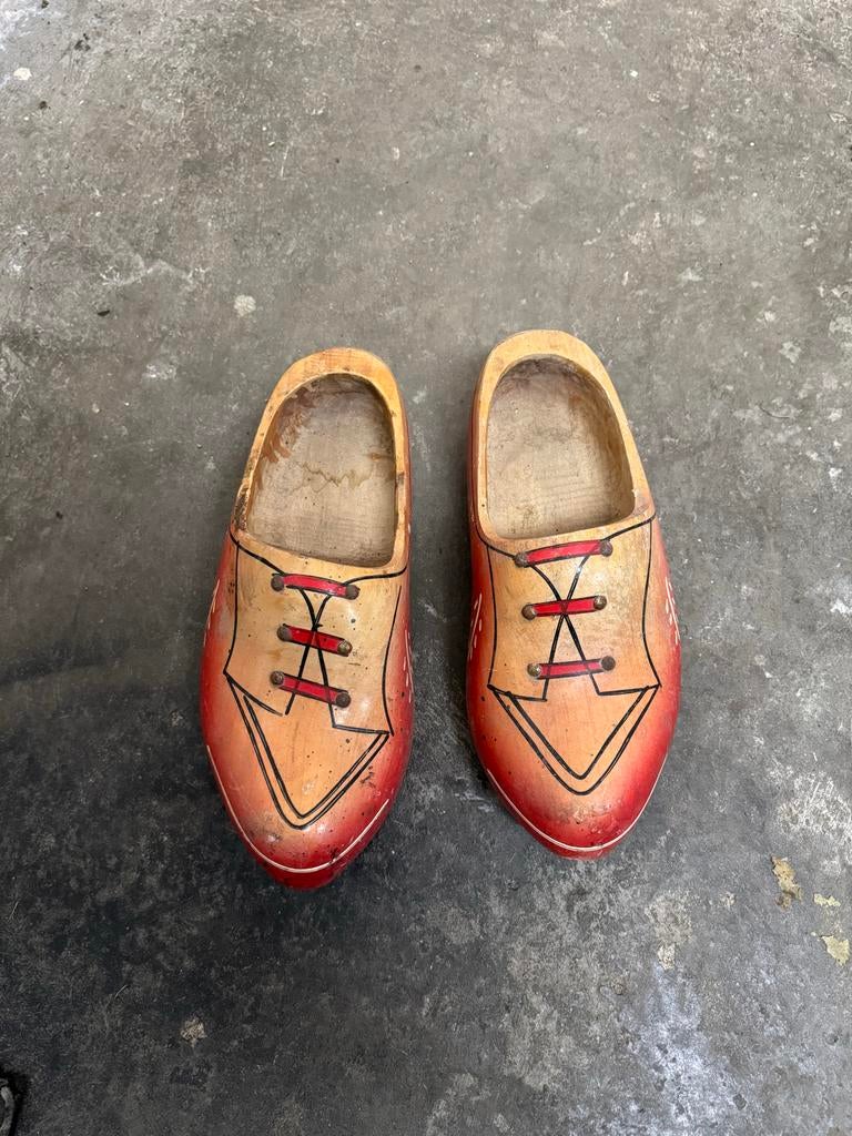 Decoratieve Houten Klompen - Rood met Gele Details, Ophalen, Gebruikt