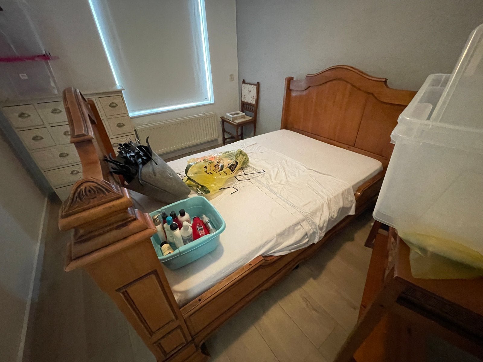 Te koop antiek bed, Huis en Inrichting, Slaapkamer | Complete slaapkamers, Ophalen of Verzenden, Gebruikt, Twijfelaar, Antiek