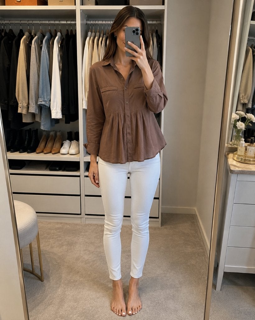 Henry Cottons Blouse Taupebruin Katoen Maat 38, Maat 38/40 (M), Bruin, Verzenden, Gedragen