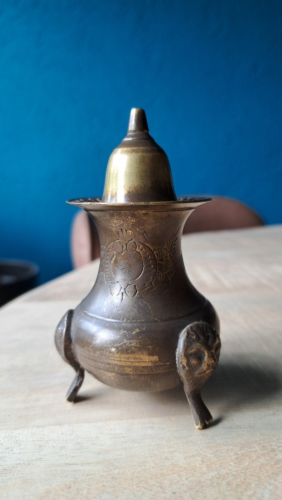 Antiek messing zoutvaatje, Ophalen of Verzenden