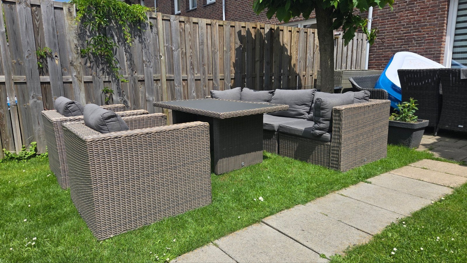 Schitterende Robuust Wicker Loungeset (Le Sud), Tuin en Terras, Tuinsets en Loungesets, Zo goed als nieuw, Loungeset, Wicker, 6 zitplaatsen