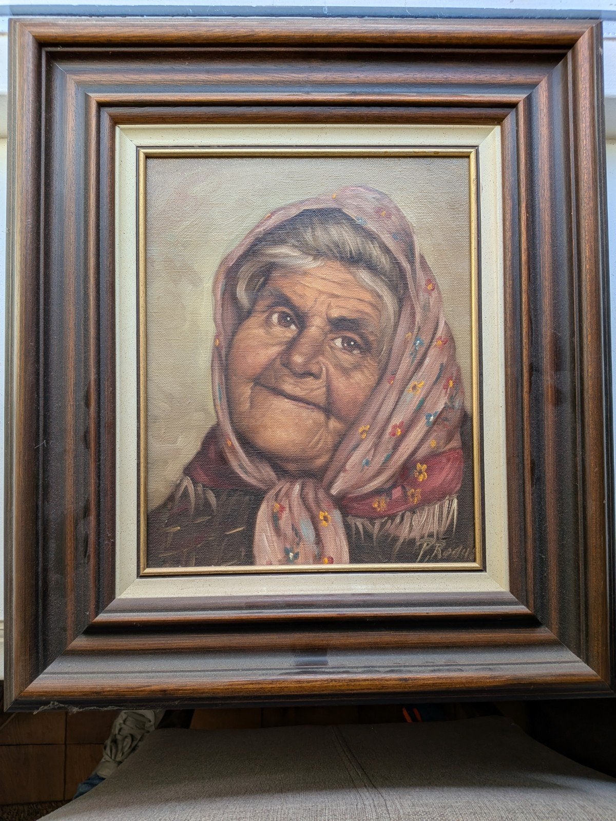 Sfeervol Portret "Oud Vrouwtje" – Olieverf op doek (P. Reay), Ophalen