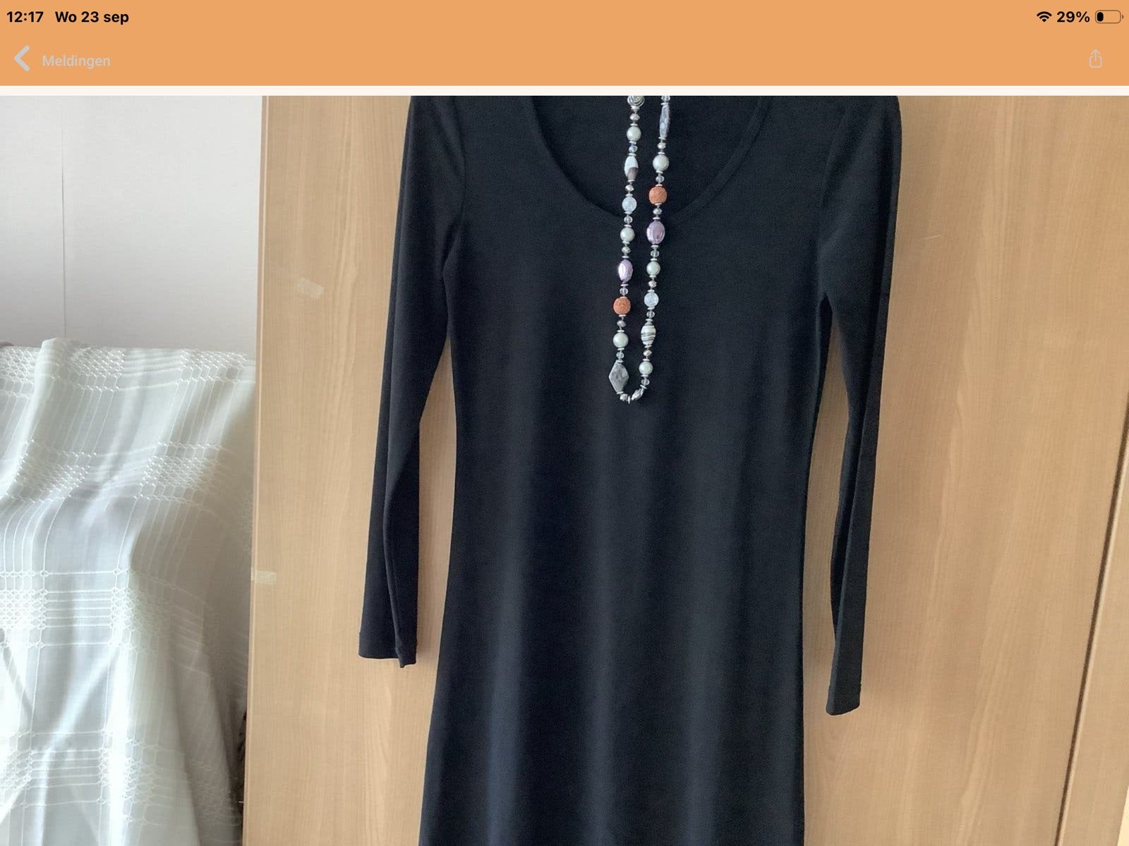 Zwarte jurk met lange mouwen - Maat S, Verzenden, Zwart, Zo goed als nieuw, Knielengte