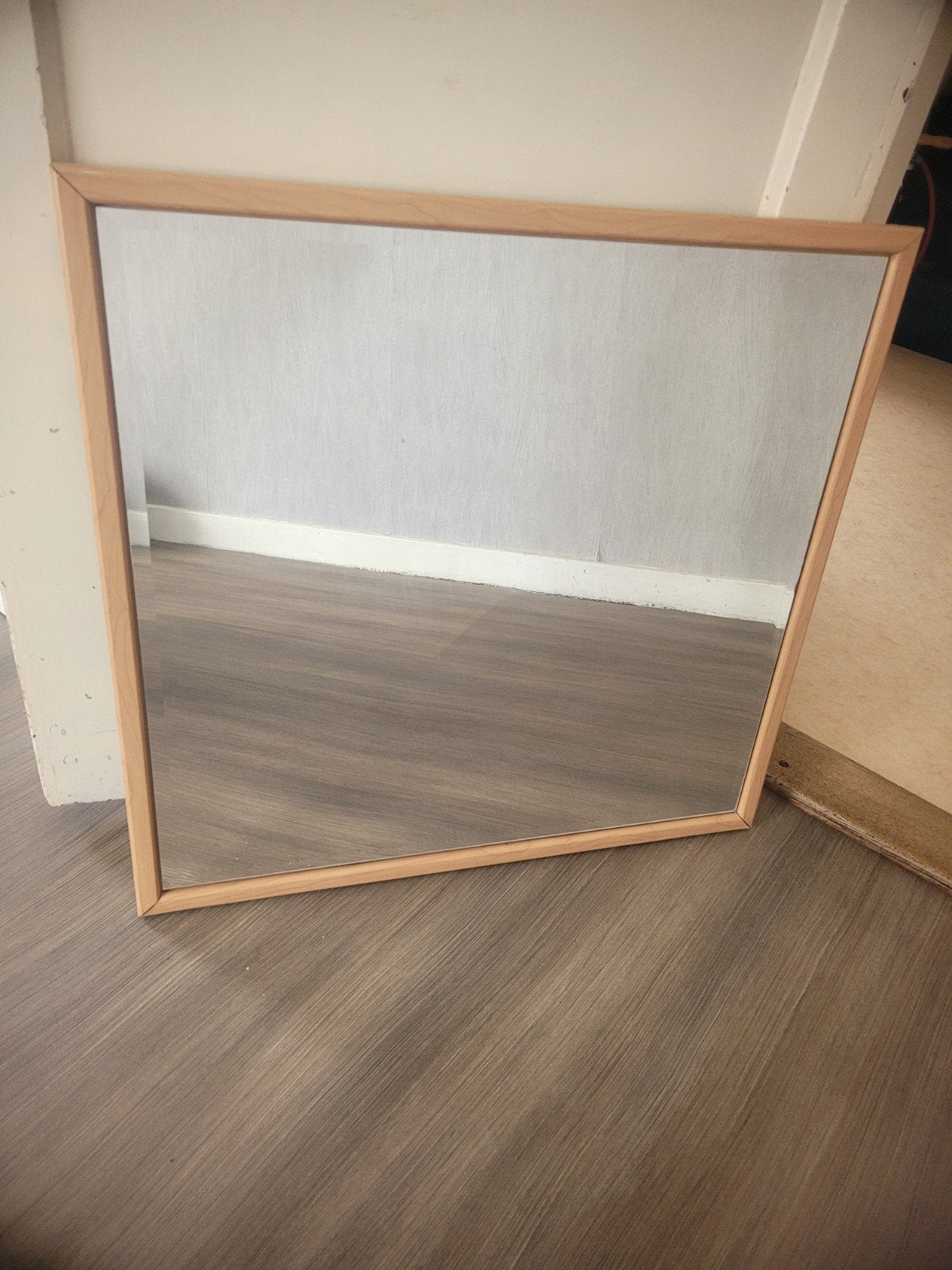 Vierkante spiegel met houten lijst (78x75 cm), Huis en Inrichting, Ophalen, Gebruikt, Vierkant, 75 tot 100 cm