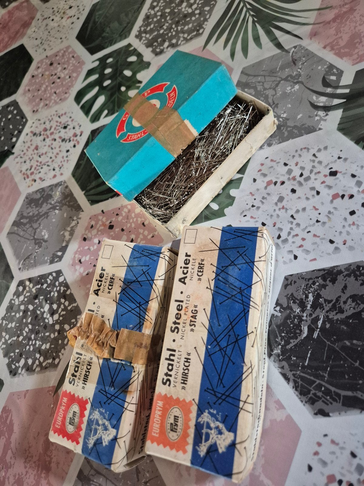 Vintage Prym spelden doosjes oud naaigerei fournituren, Ophalen of Verzenden, Gebruikt
