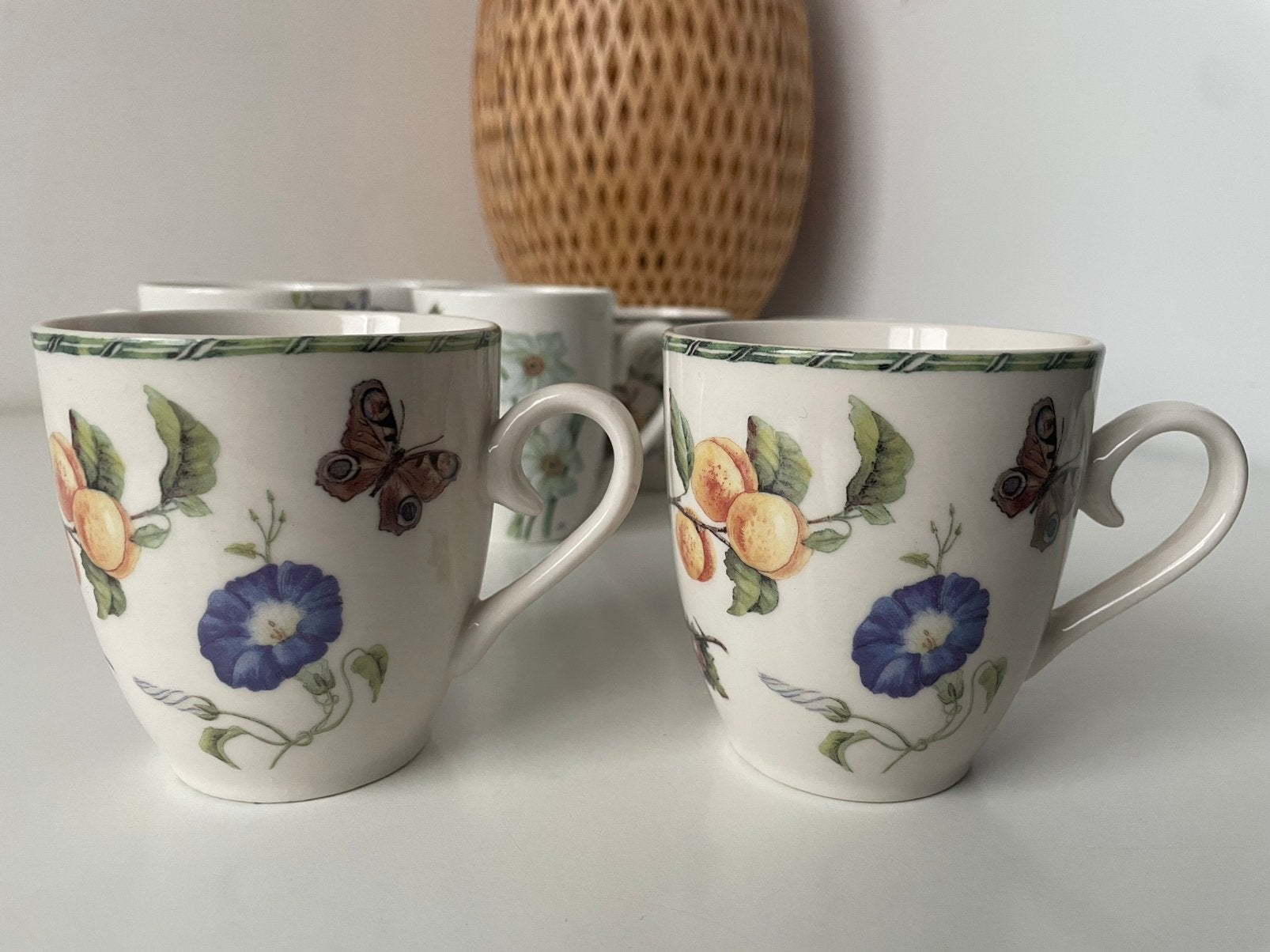 Janneke Brinkman Salentijn Fruit & Flowers mokken- set van 2, Ophalen of Verzenden, Zo goed als nieuw, Overige stijlen, Kop(pen) en/of Schotel(s)