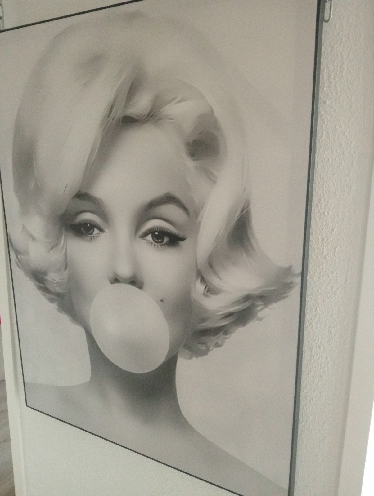 Marilyn Monroe Bubblegum Print op doek- Zwart-wit, Ophalen, 75 – 100, 50 tot 75 cm, Print