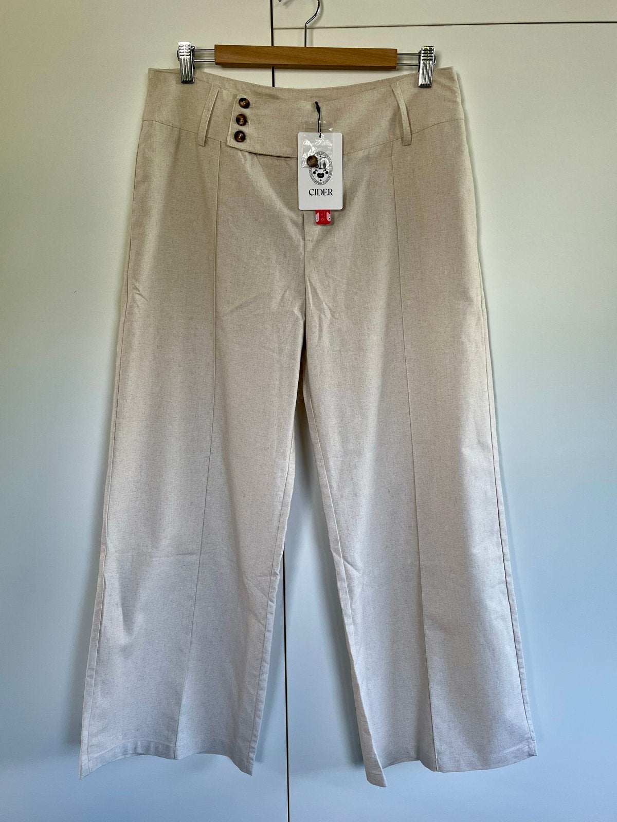 Nieuw: Cider Ecru Linnen Look Broek - Maat L, Beige, Maat 42/44 (L), Nieuw, Ophalen of Verzenden