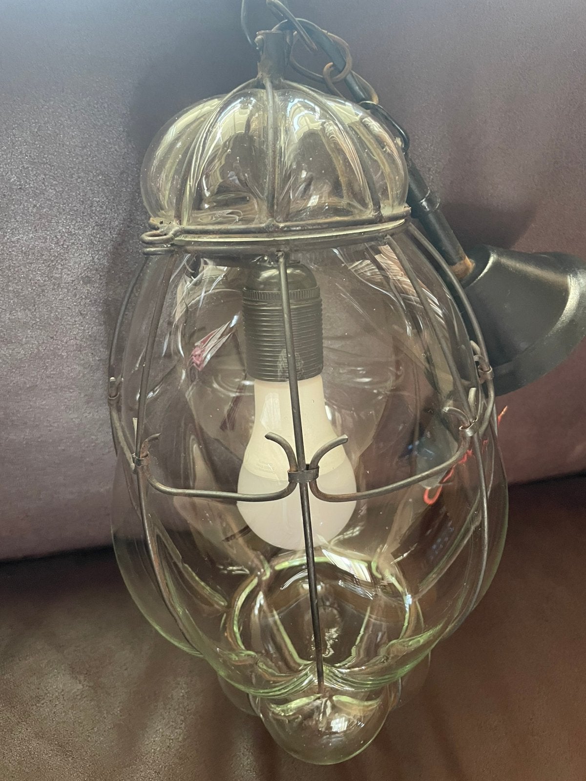 Venetiaanse mondgeblazen hanglamp, Huis en Inrichting, Ophalen, E27 (groot), Zo goed als nieuw, Glas