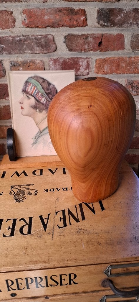 Houten hoedenmal - hoedenstandaard - pruikenhoofd, Antiek en Kunst, Ophalen of Verzenden