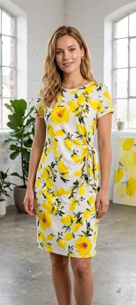 jurk norah, Kleding | Dames, Jurken, Verzenden, Geel, Maat 42/44 (L), Zo goed als nieuw