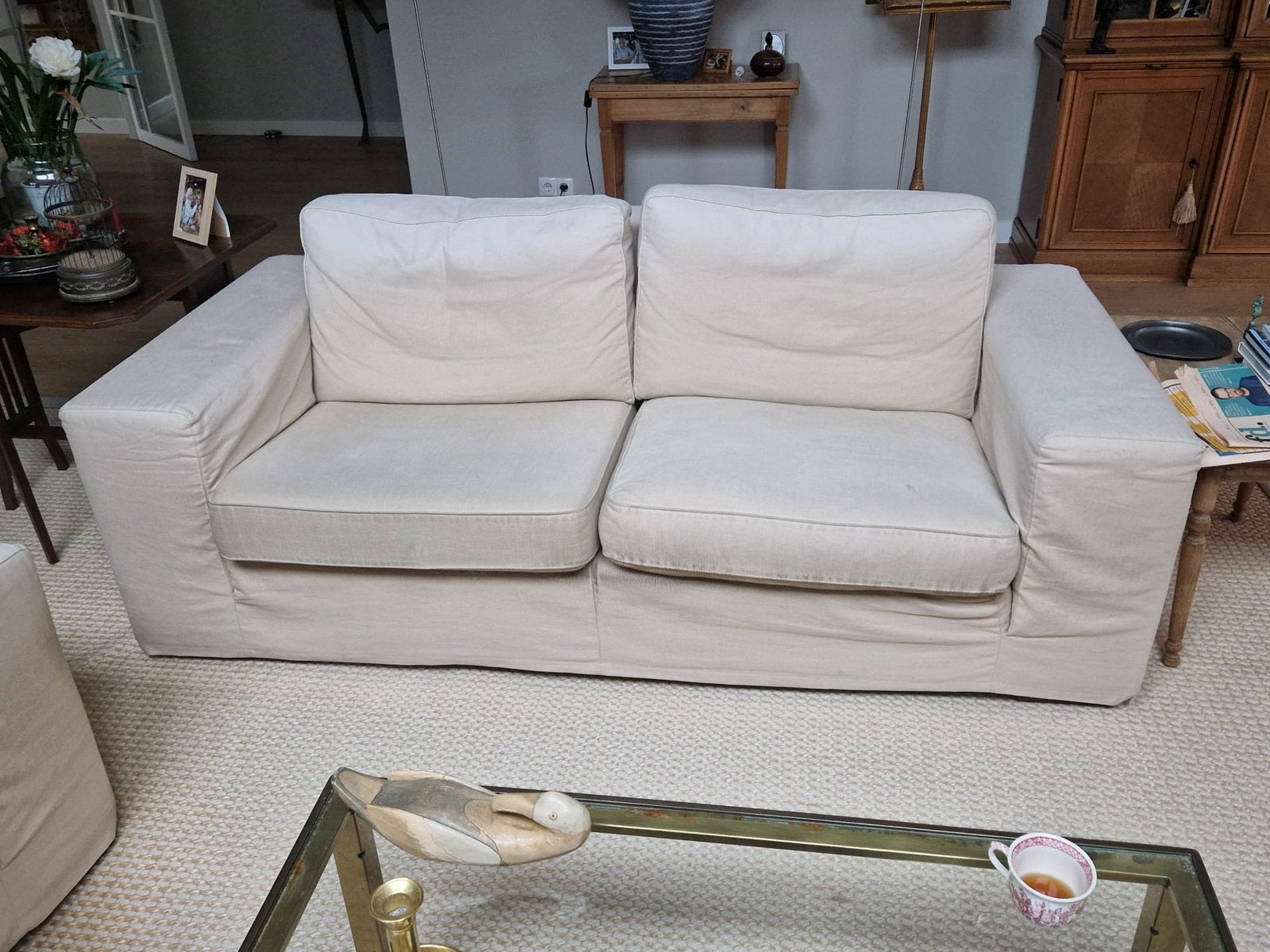 Linteloo banken (2) - beige, Ophalen, Gebruikt, Stof, Design klassiek
