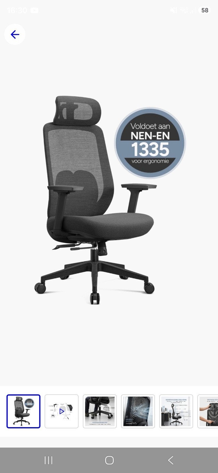 Ergonomische Bureaustoel - NEN-EN 1335 Gecertificeerd, Ophalen of Verzenden