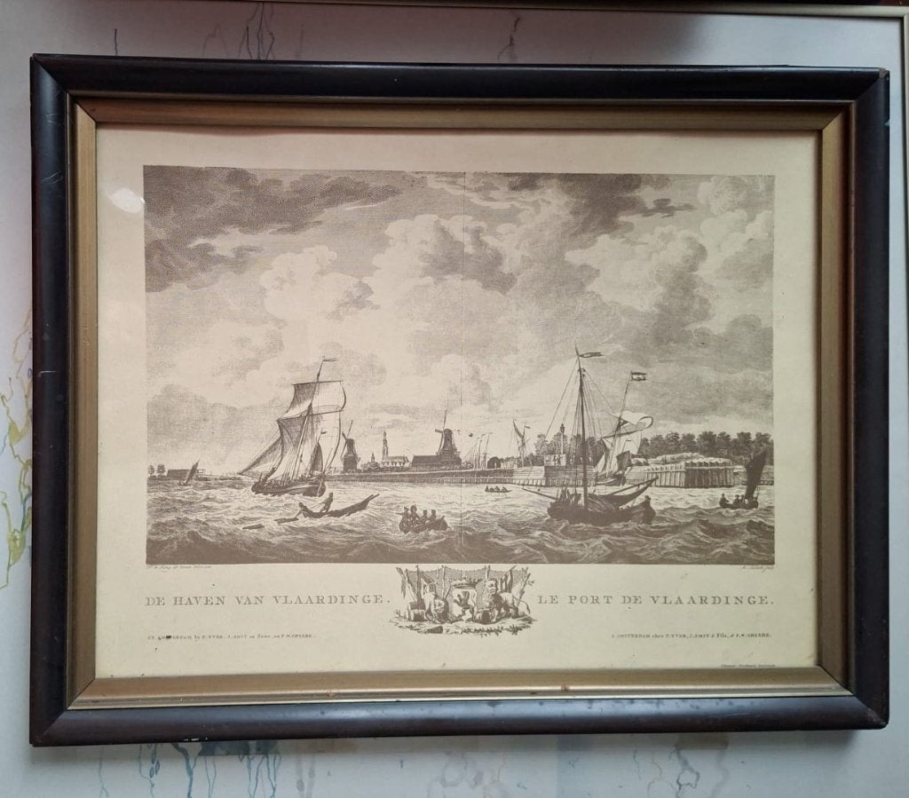 Ingelijste reproductie: Haven van Vlaardingen, Ophalen, Maritiem / water, Overige stijlen, Overige technieken