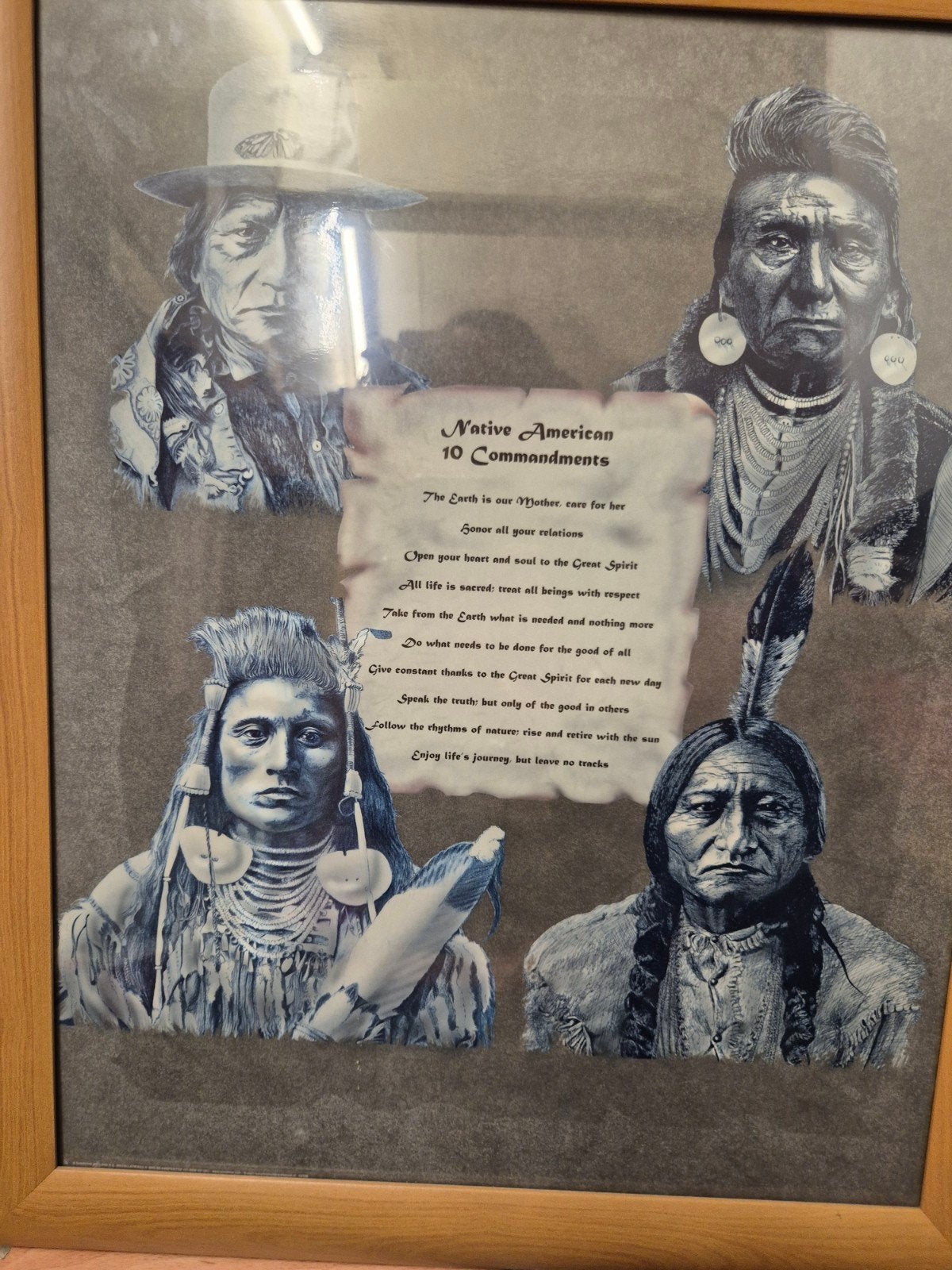 Native American 10 Geboden Print - Ingelijst, Ophalen, 50 – 75, Gebruikt, Print