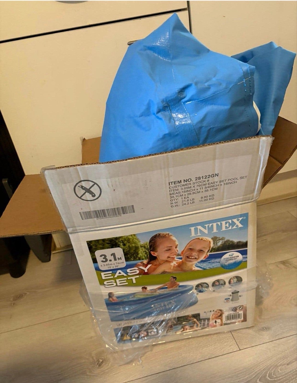Intex Easy Set opzetzwembad 3.1m met pomp en afdekzeil, Tuin en Terras, Minder dan 80 cm, Rond, Ophalen of Verzenden, Opzetzwembad