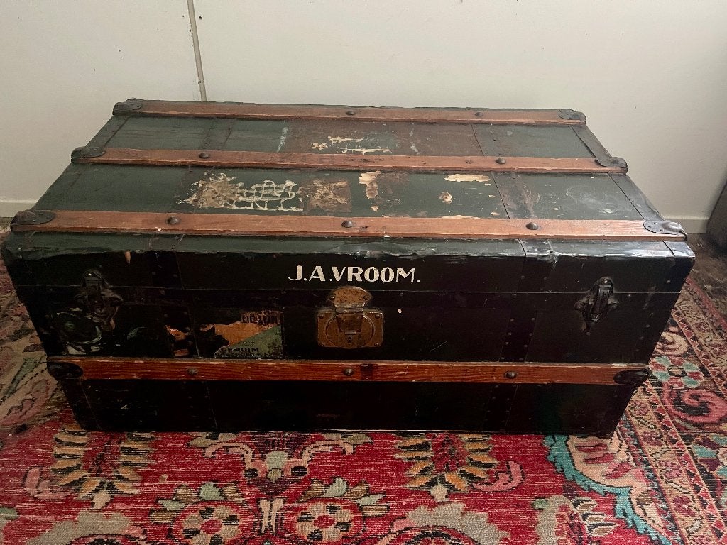 Vintage Metalen Hutkoffer, Ophalen, Minder dan 50 cm, Gebruikt, 50 tot 100 cm