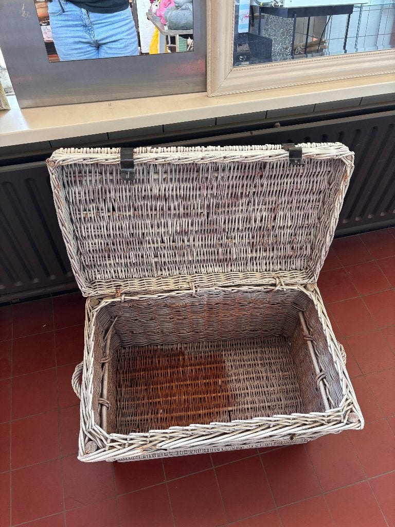 Rieten kist wit rotan opbergkist dekenkist  CS27154, Ophalen, Overige materialen, Gebruikt, Minder dan 50 cm