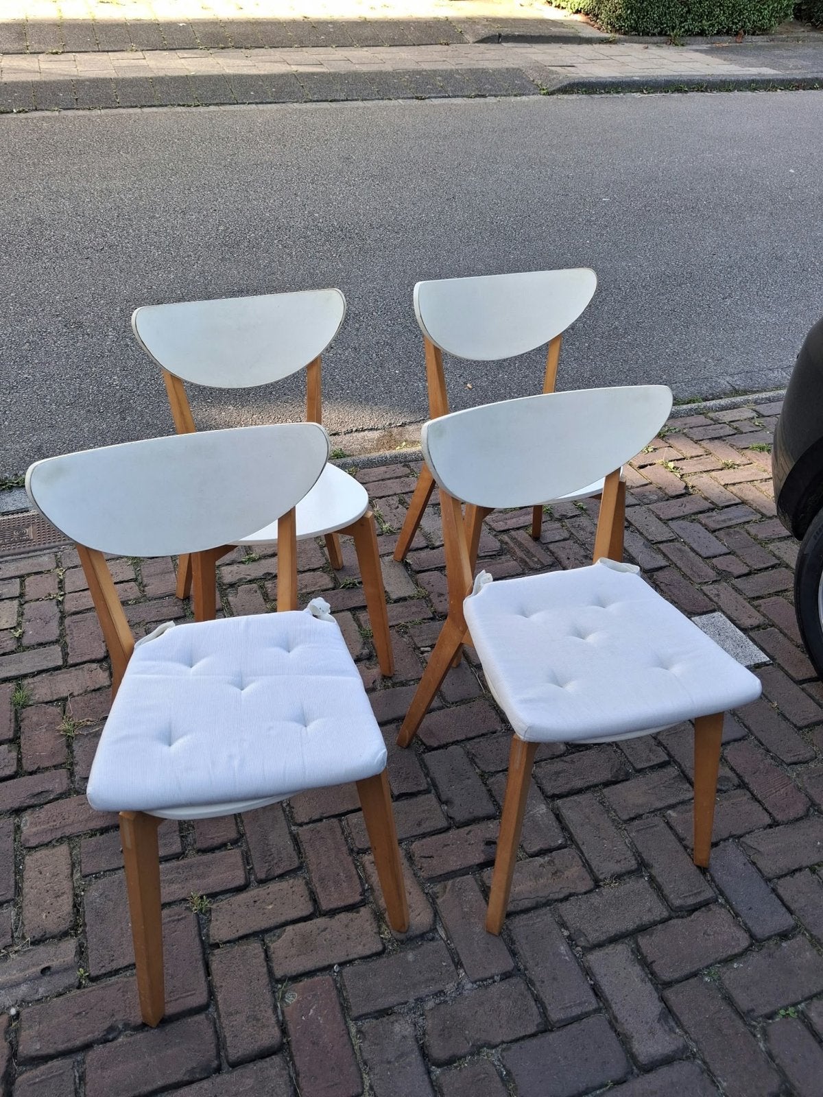 4 eetkamerstoelen, Huis en Inrichting, Ophalen, Gebruikt, Wit, Vier